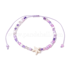 5 шт. двухцветные регулируемые браслеты на ногу из стеклянных бусин&nbsp;AJEW-AN00636