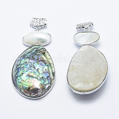 Латунь Пауа оболочки овальные большие кулоны&nbsp;SSHEL-F0006-52-01