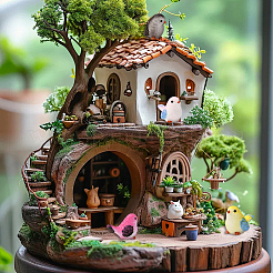 24шт 8-цветная смоляная фигурка птицы для украшения витрины&nbsp;DJEW-SP0001-16