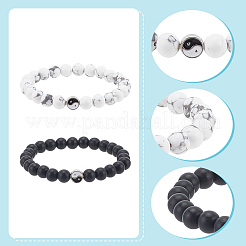 4 комплект из 4-х браслетов из натуральных и синтетических смешанных драгоценных камней и стеклянных круглых бусин&nbsp;BJEW-AN0001-50