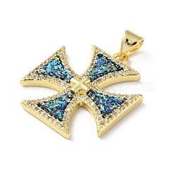 Латунные микропаве прозрачные подвески с фианитом&nbsp;KK-C045-06G