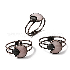 Браслеты из натурального розового кварца и лабрадорита для женщин&nbsp;BJEW-A043-01R-01