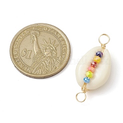 Подвески-соединители из натуральной ракушки каури и граненого стекла&nbsp;PALLOY-JF02664-02