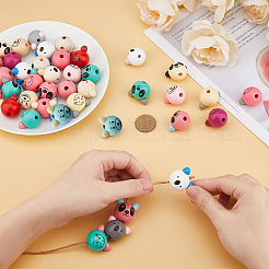 Деревянные европейские бусины на тему животных&nbsp;WOOD-DC0001-22