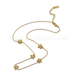 304 нержавеющая сталь кристалл горный хрусталь цветочные звенья цепи ожерелья для женщин&nbsp;LS-NJEW-A059-02G