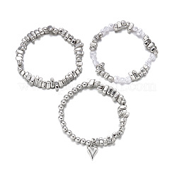 3 шт. 3 стиля браслетов и эластичных браслетов из сплава и пластиковых самородков CCB для женщин&nbsp;FS-WG5DF6F-02