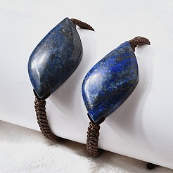 Бусины из натурального лазурита плетеные браслеты из бусин&nbsp;BJEW-Q070-01G