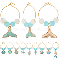 20 шт. 10 стиля подвески для бокалов из сплава и эмали с изображением океана&nbsp;AJEW-SC00057