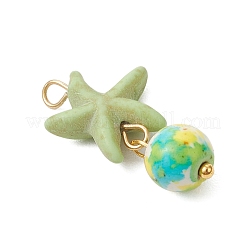 8 шт. 8-х цветные синтетические бирюзовые круглые подвески в виде морской звезды&nbsp;PALLOY-JF04128-02