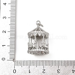 Подвески-медальоны из латуни с микропаве из прозрачных кубических цирконий&nbsp;KK-H524-09P