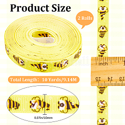 Полиэстеровые ленты с принтом пчел&nbsp;SRIB-WH20020-018E