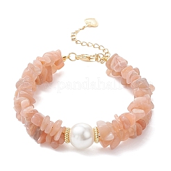 Браслеты из натурального солнечного камня с бусинами для женщин&nbsp;BJEW-JB12306-03