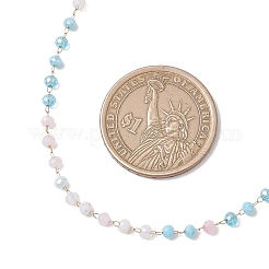 Ожерелье ручной работы из граненых стеклянных бусин-ронделей с цепочкой из нержавеющей стали 304 для женщин.&nbsp;NJEW-JN05910