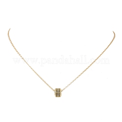 Цепочки и ожерелья с подвесками в виде колонок и дисков с подвесками из латунных кубических цирконий с микропаве из черного золота&nbsp;NJEW-JN05767