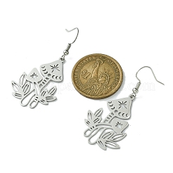 Полые серьги-подвески из нержавеющей стали 201 в форме гриба&nbsp;EJEW-TA00389-02