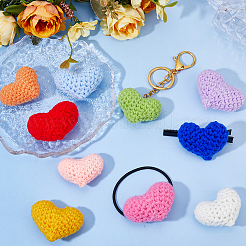 10 шт. 10-цветное сердце ручной работы крючком хлопковые украшения аксессуары&nbsp;AJEW-DC0003-30