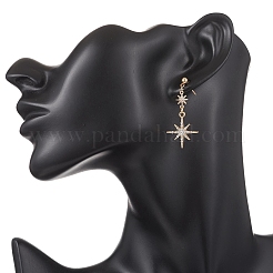 Серьги-гвоздики в форме звезды из латуни со стразами&nbsp;EJEW-JE06824