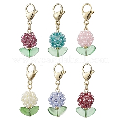 Цветочные стеклянные бусины бисерные подвески украшения&nbsp;HJEW-MZ00195