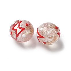 Светящиеся стеклянные бусины ручной работы с эмалью золотого песка LAMP-U004-08