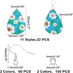 Наборы для изготовления сережек из искусственной кожи с цветочным узором&nbsp;DIY-FH0002-40