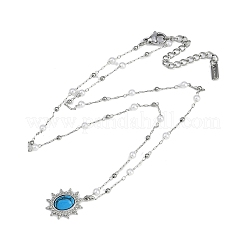 Овальные подвески из окрашенной синтетической бирюзы&nbsp;NJEW-I129-07P