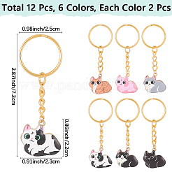 12шт 6 стиля кошачий сплав эмалированный брелок&nbsp;KEYC-CP00006