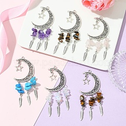 10 шт. 5-х цветный сплав в тибетском стиле с большими подвесками из смешанной каменной крошки&nbsp;PALLOY-CJ00159