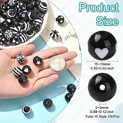 100 шт. Непрозрачные акриловые бусины&nbsp;OACR-CJ0002-50