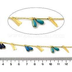 Латунная эмалевая каплевидная форма с прямоугольными звеньями цепи&nbsp;CHS-H112-23G-01