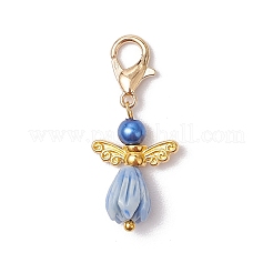 Стеклянный жемчуг и смоляной цветок роза ангел подвеска украшения&nbsp;HJEW-JM03121-01