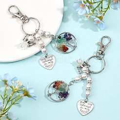 2 шт. брелок-подвеска в виде чакры из натурального/синтетического смешанного камня «Древо жизни»&nbsp;KEYC-CA0001-39