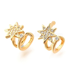 Латунные серьги-манжеты из прозрачного кубического циркония&nbsp;EJEW-F370-21G