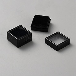 70 шт. пластиковые коробки для хранения россыпью бриллиантов с видимым окном и черной губкой внутри&nbsp;CON-WH0107-22B