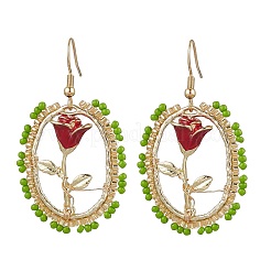 Серьги-подвески из сплава и эмали ко дню святого валентина&nbsp;EJEW-MZ00391-03