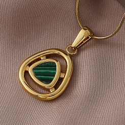 Женские ожерелья с подвесками в виде треугольников из хирургической нержавеющей стали 316 с окрашенными синтетическими ракушками&nbsp;ZG7570