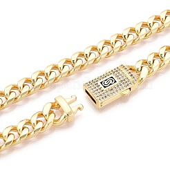 Браслеты-цепочки с кубическими звеньями из латуни с микропаве из прозрачных кубических цирконий&nbsp;BJEW-N037-01G