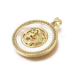 Подвески в форме ракушек из латуни с микропаве и кубическим цирконием&nbsp;KK-D328-19G