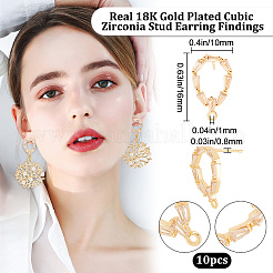 10 шт. латунные серьги-гвоздики&nbsp;KK-BBC0003-71