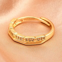 Манжеты из латуни с микро паве кубический цирконий для женщин&nbsp;RJEW-Z113-21G