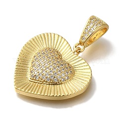 Подвеска из латуни с микро-паве и прозрачным фианитом в форме сердца&nbsp;KK-U019-18G-02