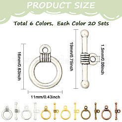 120 комплект из 6-х цветных застежек-тоглов в тибетском стиле из сплава&nbsp;FIND-SP0004-64