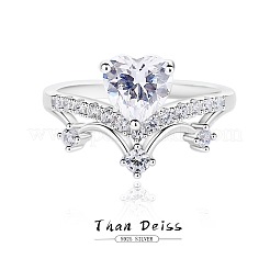 Кольца для женщин из стерлингового серебра 925 пробы с микропаве из кубических цирконий с родиевым покрытием&nbsp;WG9CD14-03