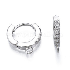 Латунные серьги-кольца из микро-паве с фианитами&nbsp;X-KK-T063-012P-NF