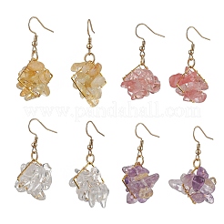 Серьги-подвески из натуральных смешанных камней и стеклянных бусин&nbsp;EJEW-JE06386