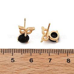 Серьги-гвоздики в форме совы из латуни с микропаве из кубического циркония для женщин&nbsp;EJEW-G428-10G-02