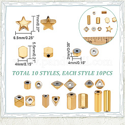 100 шт. 10 стиля гальванизированных синтетических немагнитных гематитовых бусин&nbsp;G-AR0005-64
