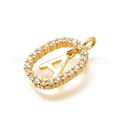 26 шт. подвески с буквами a~z из латуни с микропаве из кубического циркония&nbsp;ZIRC-P123-01G-01