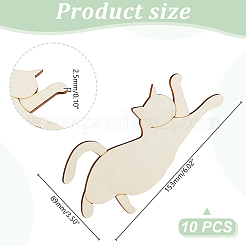 Незаконченные вырезки из дерева в форме кошки&nbsp;WOOD-WH0029-48