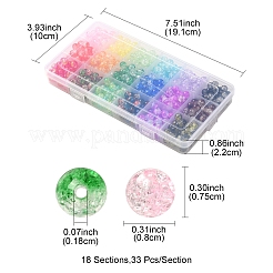 594 шт. 18 цвета прозрачные хрустящие акриловые бусины&nbsp;CACR-YW0001-04