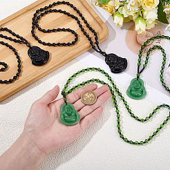 4 шт. 2-х цветные стеклянные подвески в виде Будды&nbsp;NJEW-ME0001-04